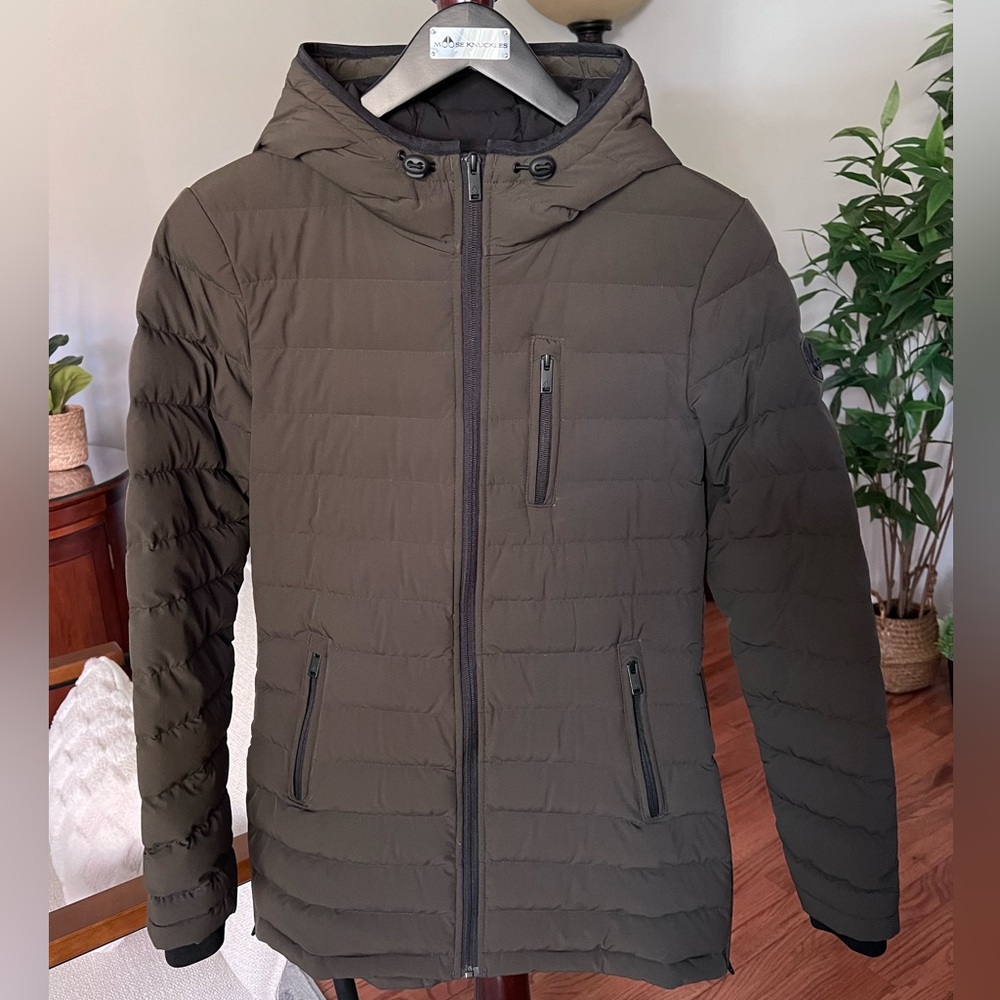 Moose Knuckles Olive Green Puffer Jacket